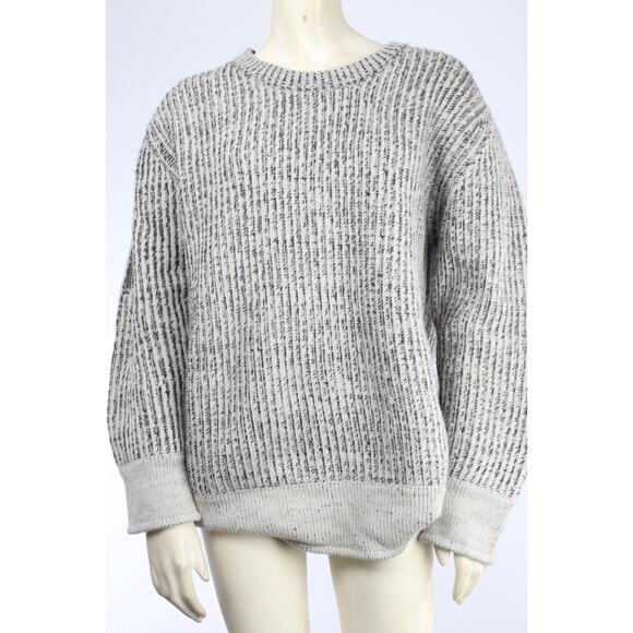 IRO Paris Manouka Chunky Ribbed Wool Pullover Sweater Marled Gray Cozy Knit Sz M - Picture 2 of 11